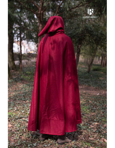 Capa medieval lana Hibernus, color rojo