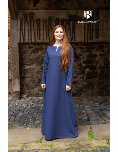 Mittelalterliche Tunika mit langen Ärmeln Feme, blaue Farbe