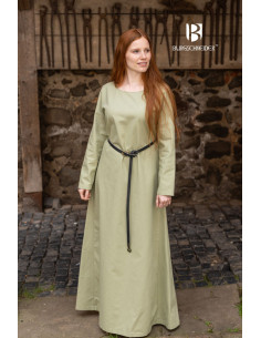 Túnica medieval mangas largas Feme, color verde primavera