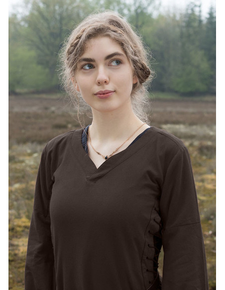 Åben middelalderkjole Bliaut Amal, brun