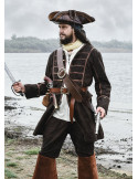 Cinturón pirata de cuero con tahalí y hebilla redonda