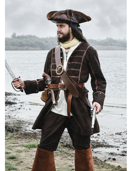 Piratlæderbælte med baldric og rundt... Piratlæderbælte med baldric og rundt...