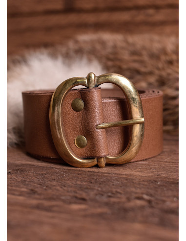 Cinturón medieval de 135 cm. con hebilla de latón, color marrón