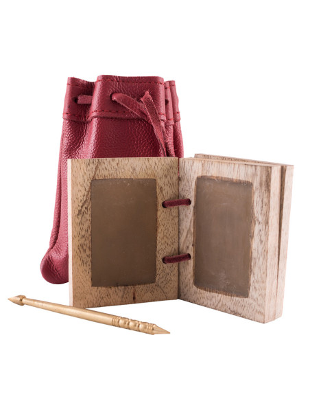 Wasboek met messing potlood en leren...