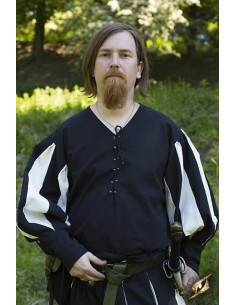 Camisa de mercenario Lansquenete, negro-blanco