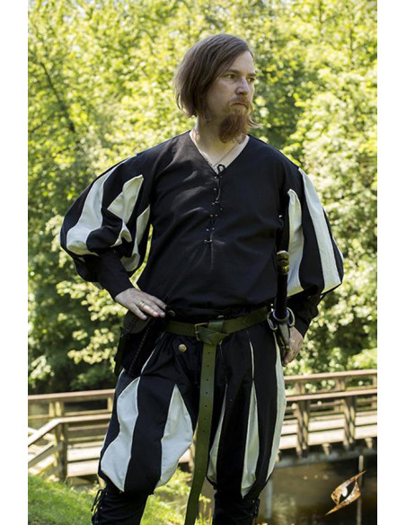 Lansquenet lejesoldatskjorte, sort-hvid