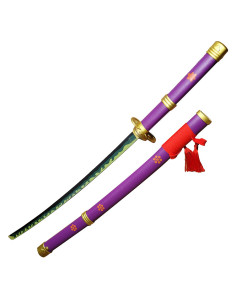 Decoratieve katana lila Enma van One Piece, hout en kunstleer saya