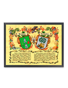 Foto heraldische schilden 2 achternamen, aluminium lijst (40x60 cm)