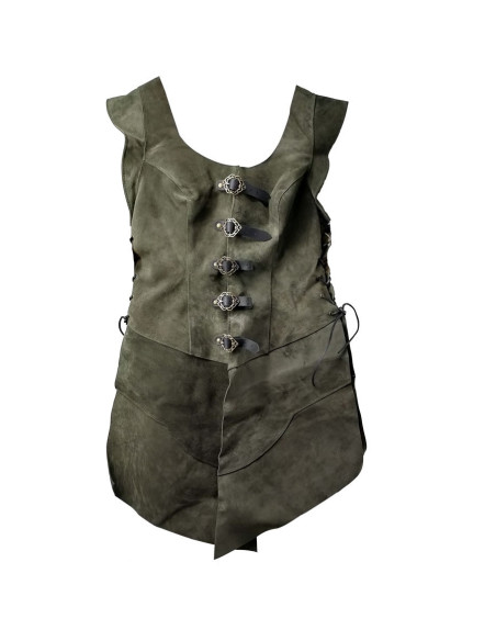 Julienne lang læderjerkin, grøn