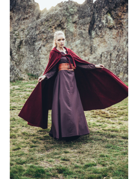 Capa medieval clásica Elinor roja con...