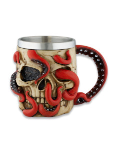 Taza pulpo y calavera en aluminio y resina