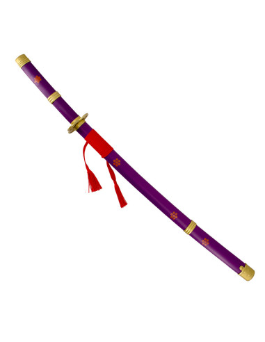 Decoratieve katana lila Enma van One Piece, hout en kunstleer saya
