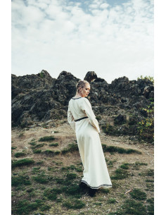 Vestido larga vikingo modelo Brigida, color blanco natural 2