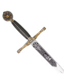 Espada Excalibur en acabados plateados y dorados, fabricada en Toledo-España