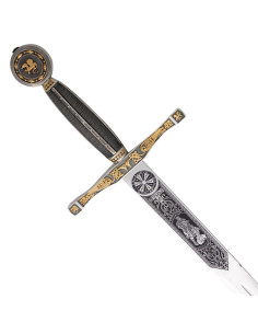 Espada Excalibur en acabados plateados y dorados,...