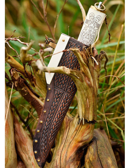 Lille Viking Seax kniv, knogleskaft,...