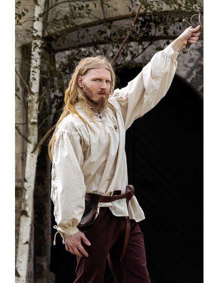 Middelalderskjorte med høj hals og...