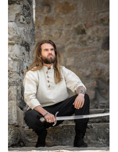 Middeleeuws overhemd in dik katoen model Anton, naturel 2