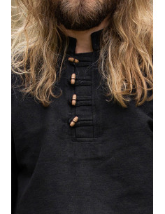 Camisa medieval en algodón grueso modelo Anton, negro 2