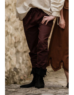 Middeleeuwse broek Unisex DONKERBRUINE kleur met elastische band in de taille