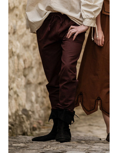 Middeleeuwse broek Unisex DONKERBRUINE kleur met elastische band in de taille