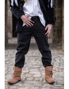 Unisex ZWARTE middeleeuwse broek met elastische tailleband