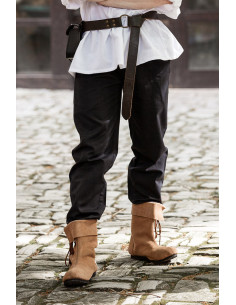 Unisex SCHWARZE Mittelalterhose mit elastischem Bund 2