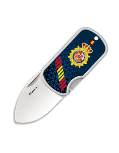 Navaja Policía Nacional española 3D con clip, hoja 4 cm