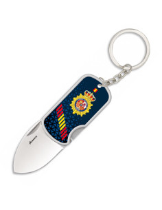 Navaja-llavero Policía Nacional española 3D con clip, hoja 4 cm