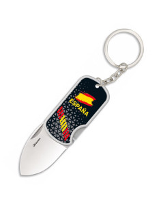 Navaja-llavero Bandera española 3D con clip, hoja 4 cm