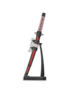 Katana en miniatura funda roja-negra con soporte...