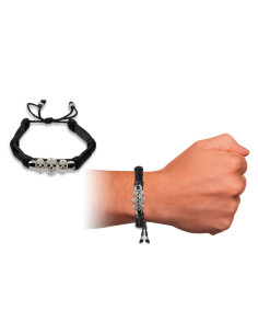 Drie schedels zelfverstelbare armband in leer en zamak