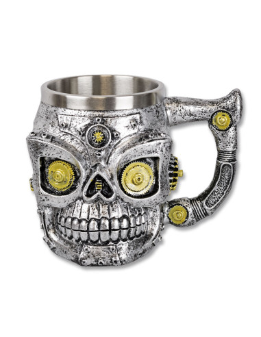 Dekorativer Becher des mechanisierten SteamPunk-Schädels
