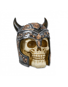 Miniatura calavera con casco vikingo, 15 cm.