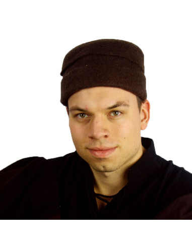 Sombrero medieval Egon, en fieltro de lana color marrón