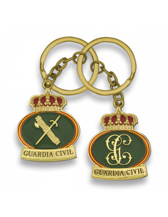 Llavero dorado con insignias de la Guardia Civil Española