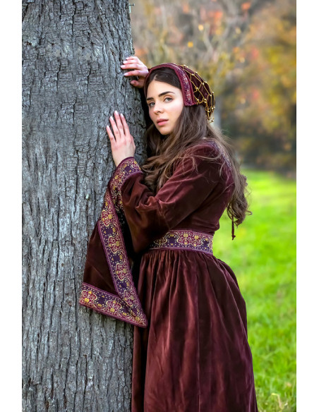 Elaine ædel fløjlshætte, bordeaux