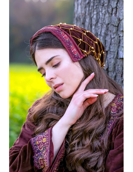 Elaine ædel fløjlshætte, bordeaux