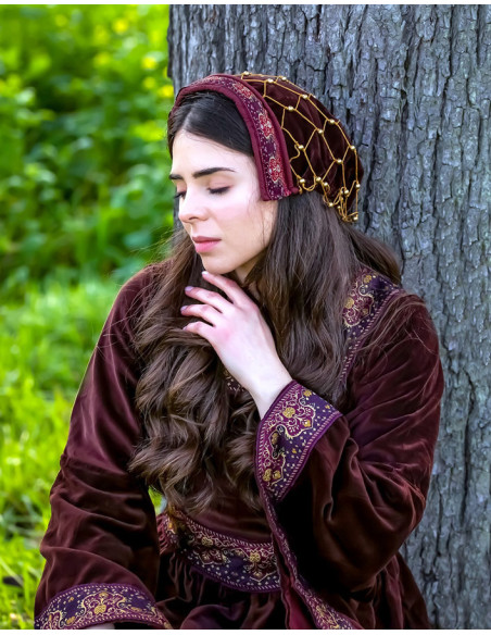 Elaine edele fluwelen pet, bordeaux