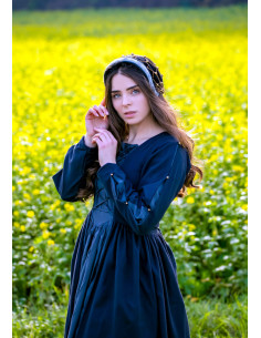 Capucha de noble de terciopelo Elaine, color negro 2