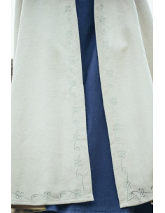 Middeleeuwse natuurlijke witte wollen cape met... 2