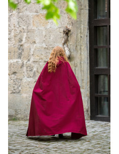 Capa medieval Erna de algodón con bordados, color rojo 2