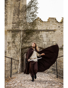 Capa medieval de lana modelo Tjark, color marrón