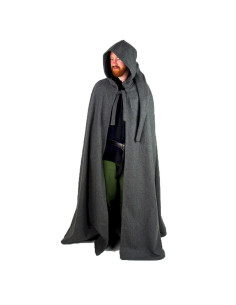 Lang middelalderkappe model Raik, grå 160 cm.