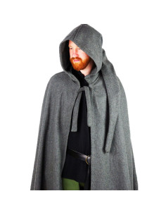 Lang middelalderkappe model Raik, grå 160 cm. 2