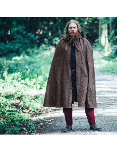 Middeleeuwse bruine katoenen cape, model Frantz