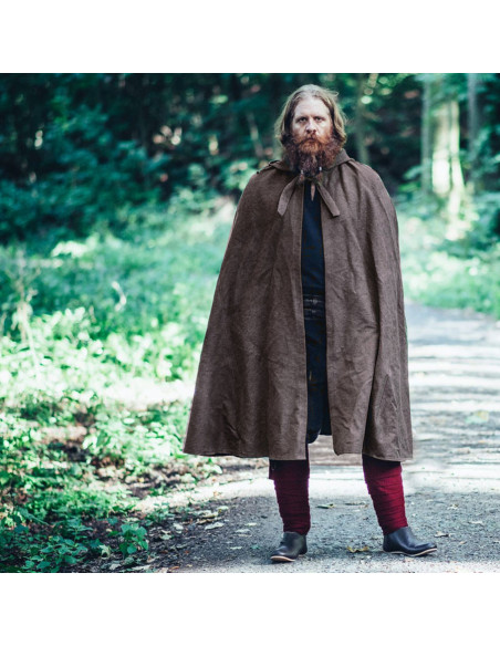 Capa medieval marrón de algodón,...