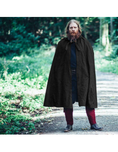 Middeleeuwse zwarte katoenen cape, model Frantz