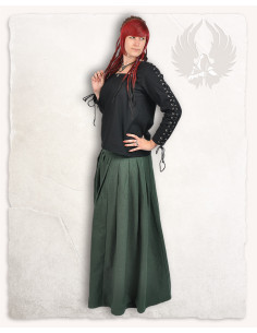 Abby schwarze mittelalterliche Damenbluse mit Ösen und... 2