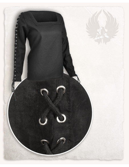 Abby zwarte middeleeuwse damesblouse...